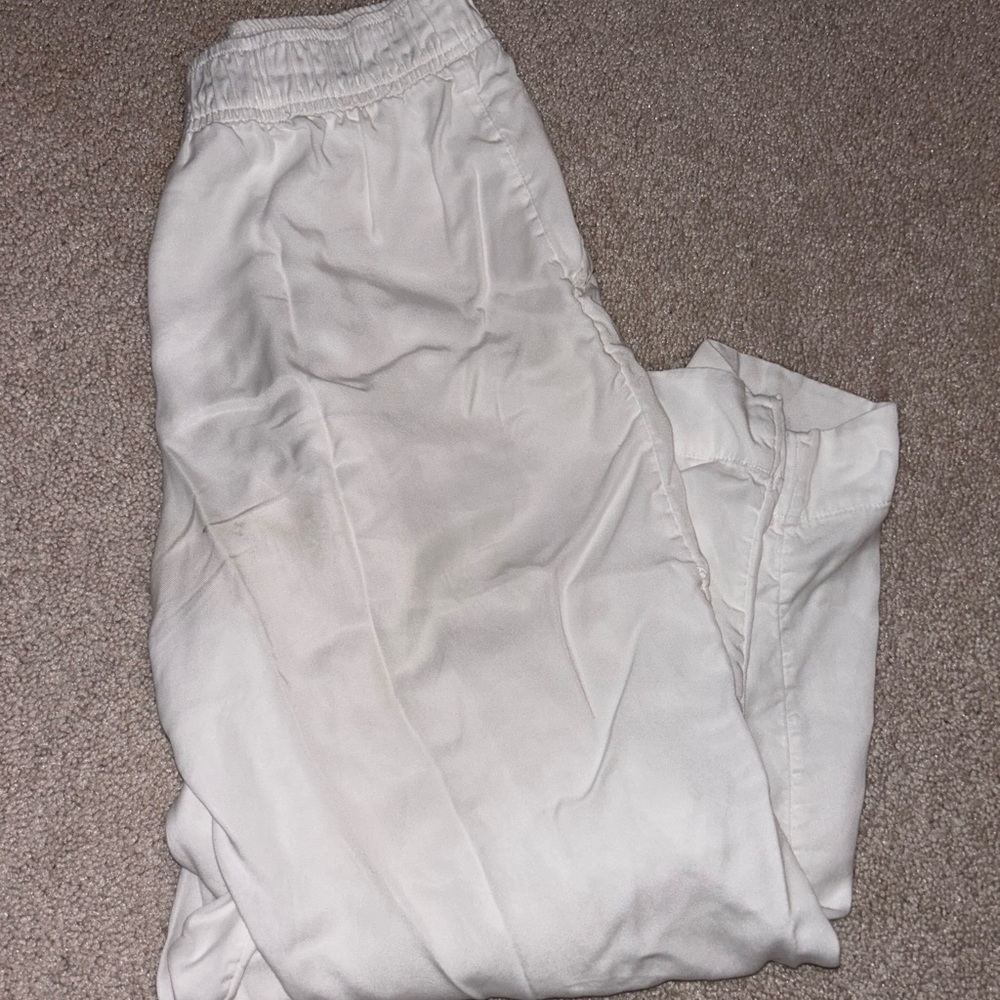 White linen beach pants